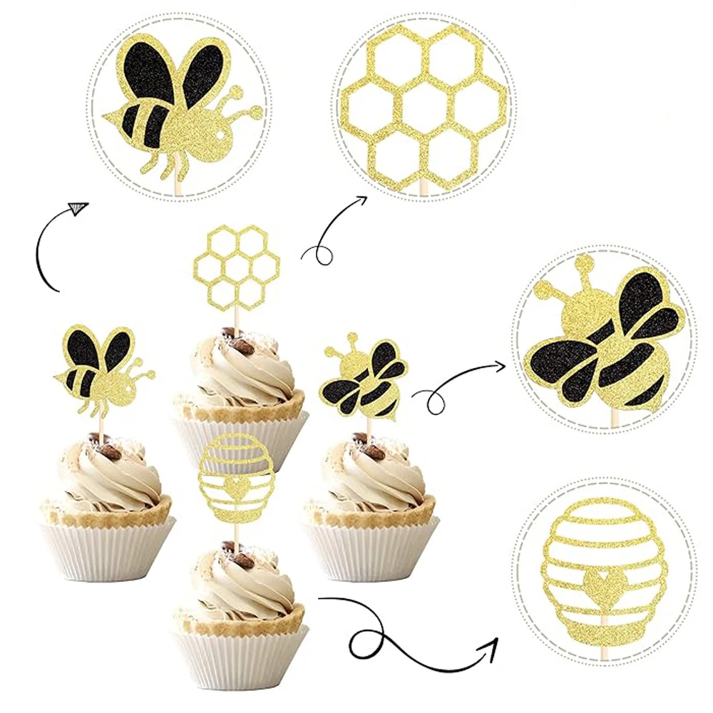 Happy Bee Day Wooden Cake Topper - 5.9" Wide For Boy Or Girl Birthday Party - View #2