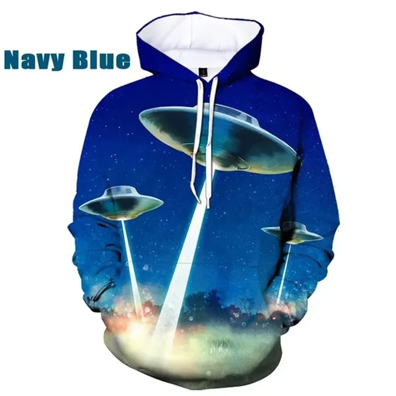 Nueva moda 3D Impresión OVNI Sudaderas con capucha para hombres Suéteres de gran tamaño Sudaderas con capucha Primavera Otoño Ropa de calle Sudadera con capucha Ropa de diseñador para hombres