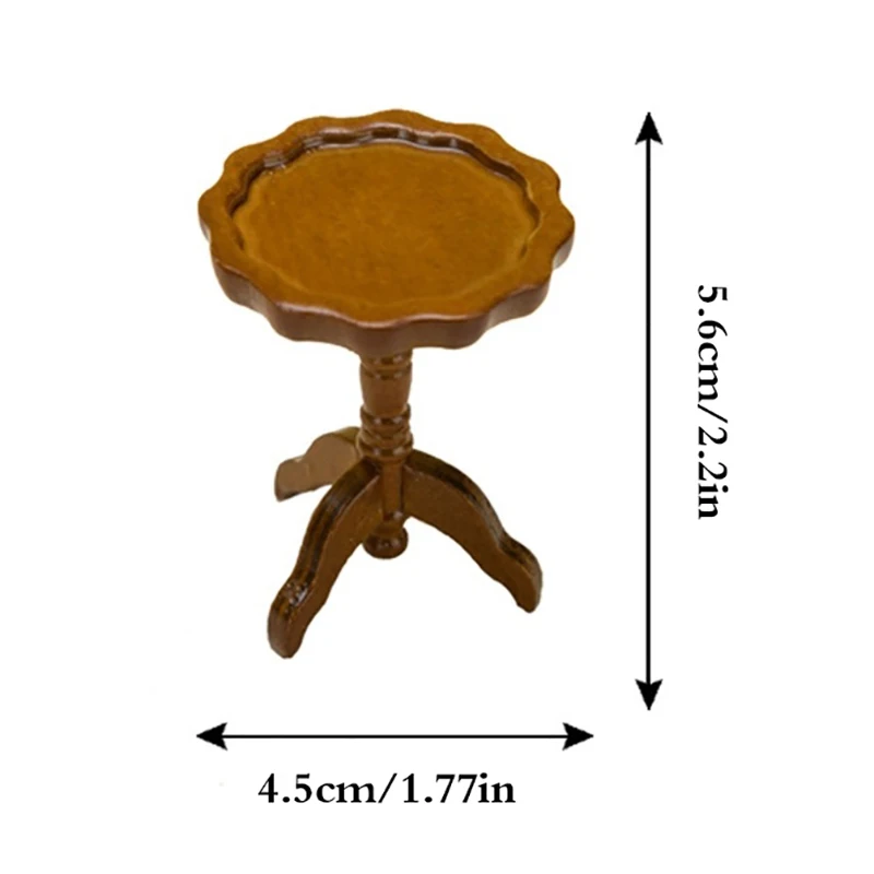 1:12 Dollhouse Mini Round Lace Table Side Table Coffee Table Model Furniture Accessories For Doll House Decor Kids Play Toys 4