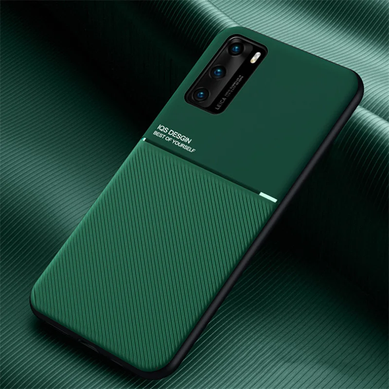 

Luxury Leather Armor Case For Huawei P20 P30 P40 Lite Mate 20 30 40 Pro Plus P40Pro Matte Magnetic Holder Soft Silicone Covers