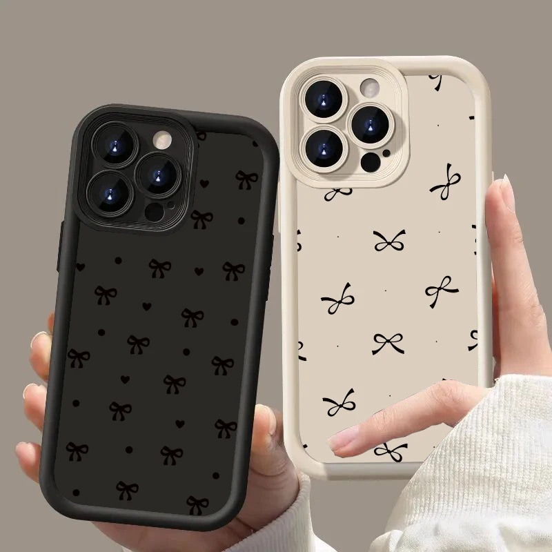 Elegant Black Bow Silicone Soft Phone Case - Shockproof Bumper Back Cover