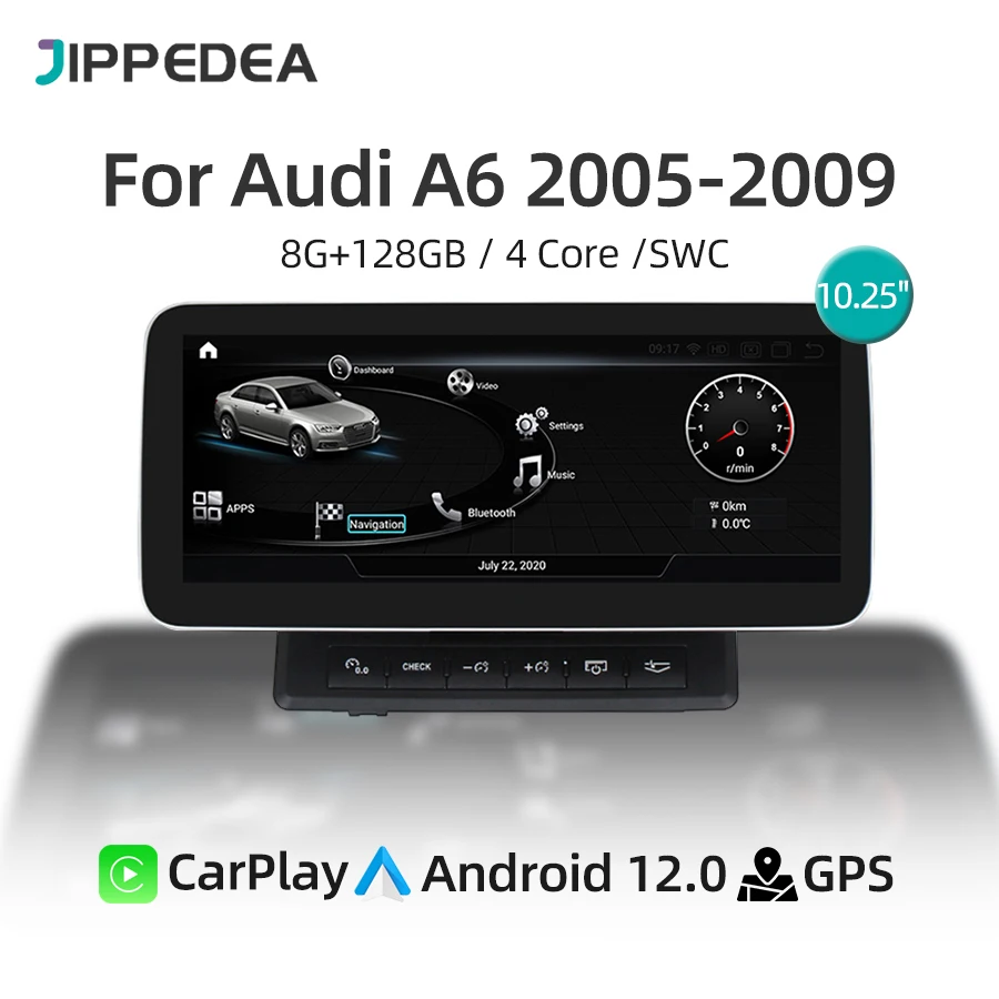 Android 12 Carplay Navigazione Gps 4G Wifi Bluetooth 1920*720 Schermo Ips Autoradio Stereo Per Lettore Multimediale Audi A6 2005-2011