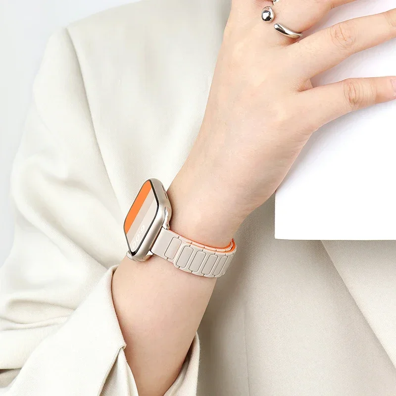 Women's Slim Silicone Magnetic Bracelet Watch Band with Strap
