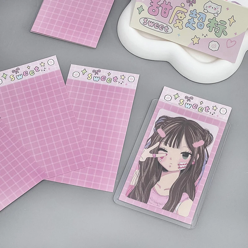 10Pcs Sweet Pink Plaid Toploader Fillers Photocard Materiali Di Imballaggio Sfondo Inserti Carta