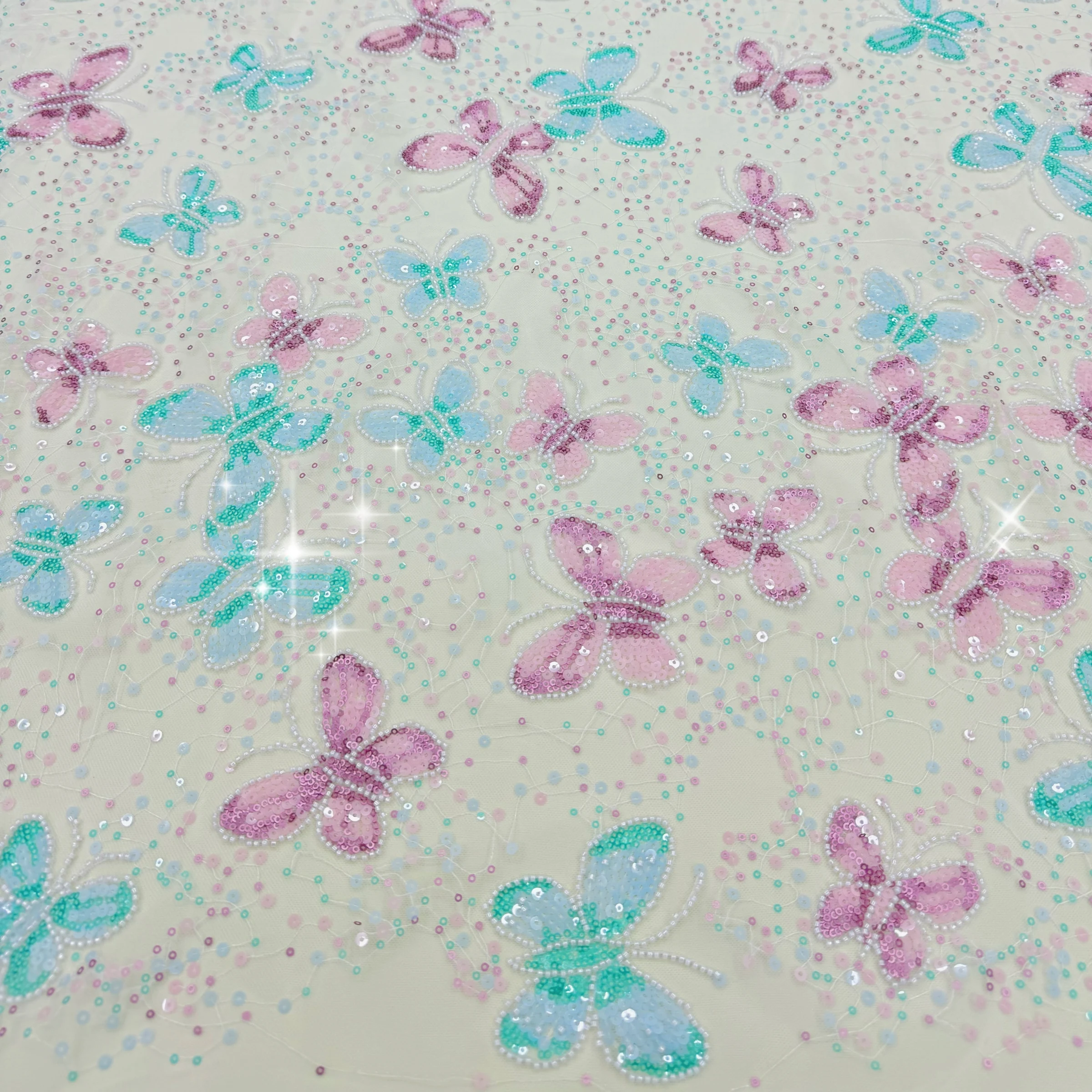 

Sequin fabric materials for wedding dresses and party dresses, Butterfly sequin embroidery fabric for design