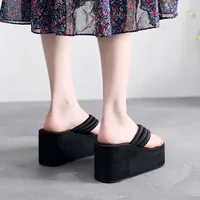Femmes mode pantoufles Super talons hauts plage tongs doux EVA chaussures d'été femme plate-forme diapositives 11CM dames sandales SH07021 5
