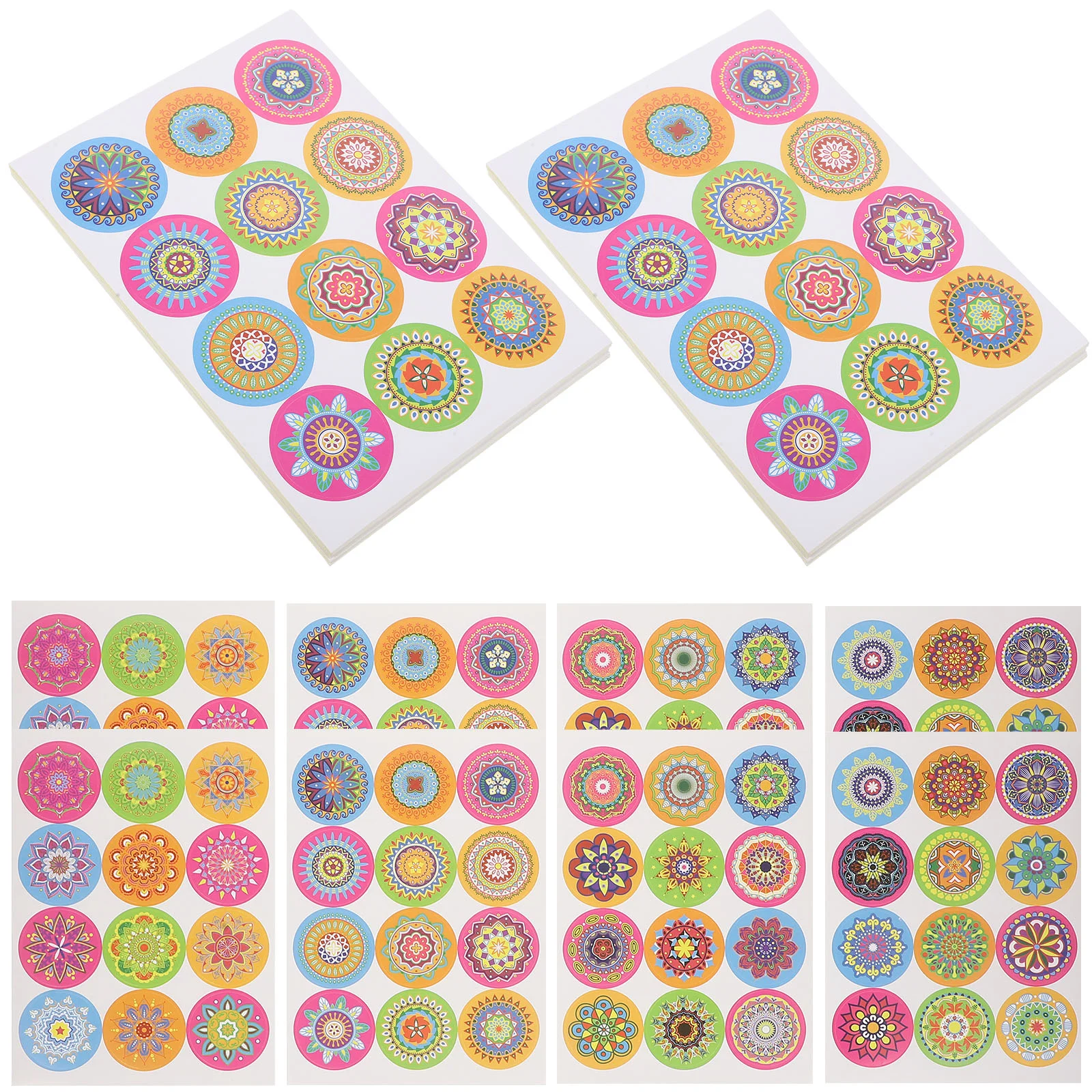 

40 Sheets Mandala Circle Label Round Sealing Cake Decorations Multipurpose Small Copper Plate Decorative Nail