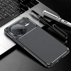 Carbon Fiber Cover - Premium Soft Silicone Thin Phone Case (Black)