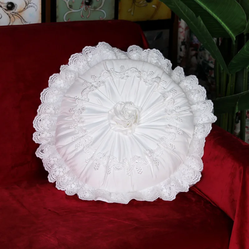 Romantic French Round Pillow Cushion White Lace Pumpkin Pillow Light Luxury Bedroom Living Room Sofa Pillow Exquisite Decoration 6