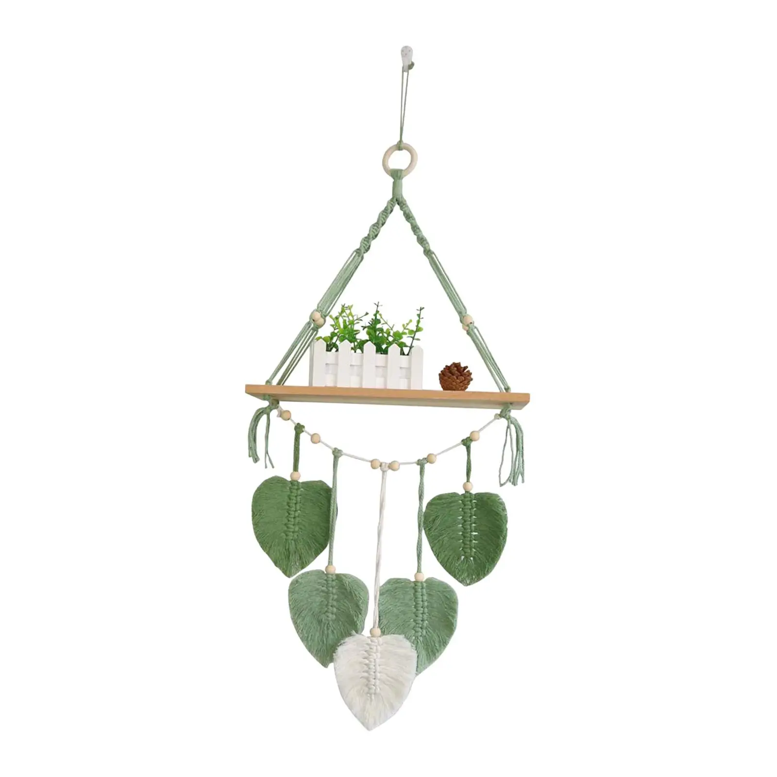 Macrame Wall Hanging Tapestry Modern Wall Art Decoration Bohemian Plant Hanger Shelf for Kitchen Home Living Room Bedroom Indoor