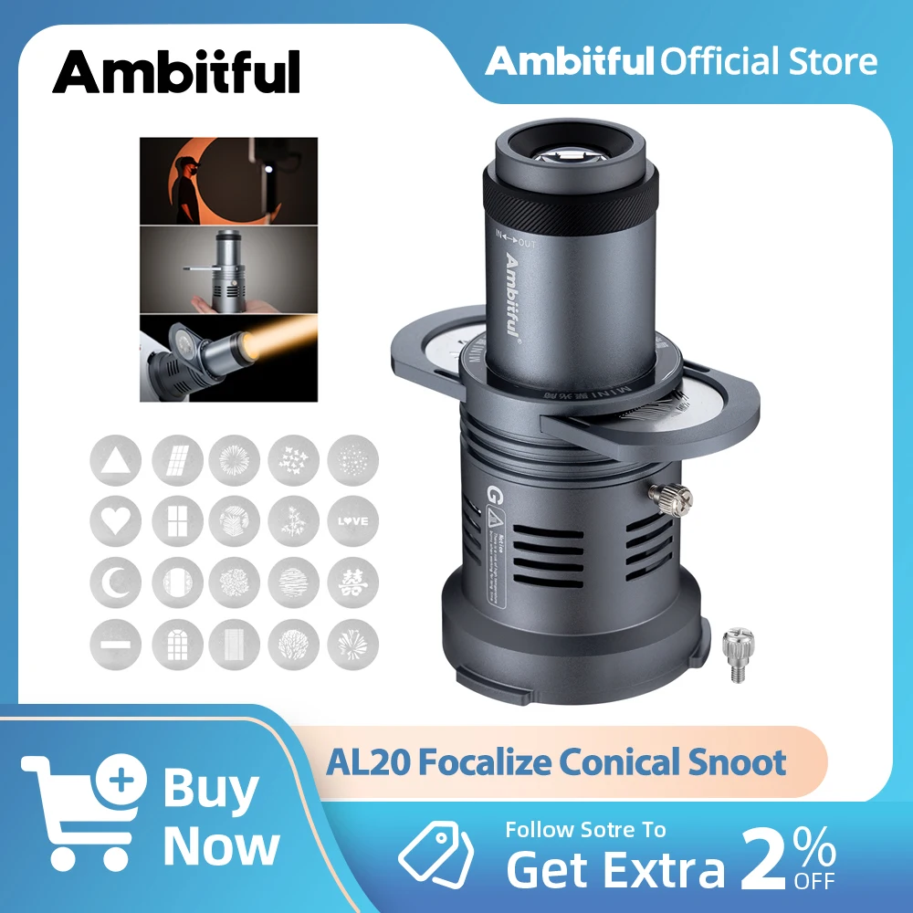 SN-29 Flash Concentrator Snoot With YN50mm F1.8 Lens Mount - Conical Snoot For Studio Strobe, Bowens Mount, Photography Lighting