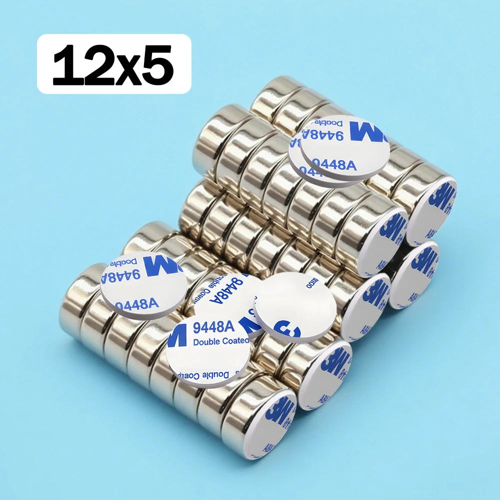 Ultra-Strong Neodymium Magnet with Adhesive Backing - Round N35 Permanent Magnet
