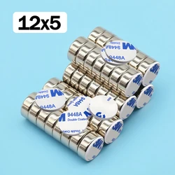 Ultra - Strong Neodymium Magnet with Adhesive Backing - Round N35 Permanent Magnet (12X5mm - 10piece)