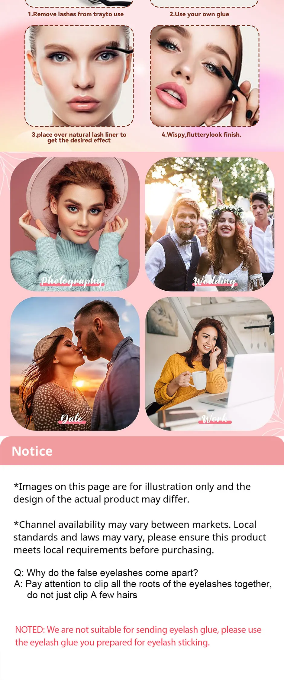 100 Stück Wimpern-Cluster, natürliches Nude-Make-up-Gefühl, segmentiert, einzelner Cluster, transparenter Stiel, DIY, selbst auftragen, Feenhaar-Wimpern – Detail 4