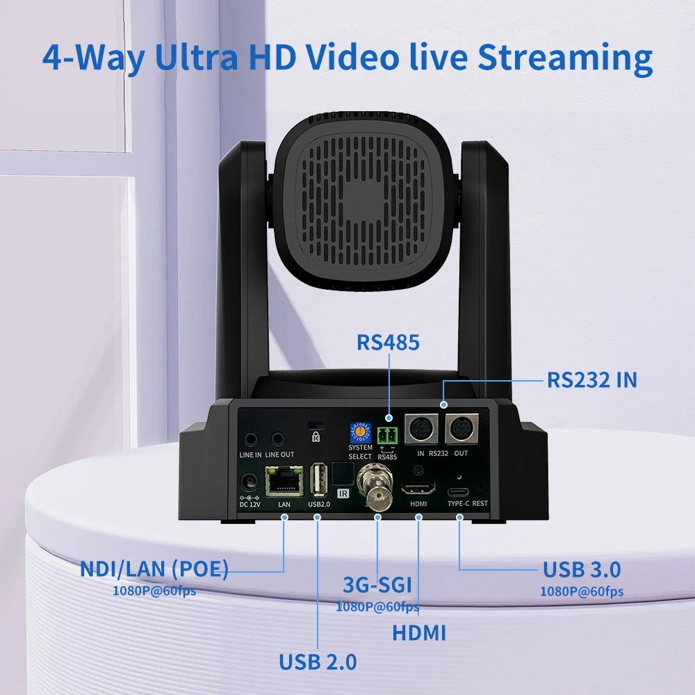 교회 서비스 이벤트용 PoE HDMI/SDI/USB/IP 라이브 스트리밍 카메라를 갖춘 4K PTZ NDI 카메라 12X 20X 광학 줌 AI 자동 추적