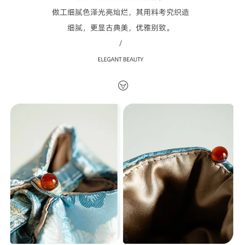 Chinese Brocade Covered Bowl Tea Cozies Traditional Tea Cozy For Teapot Portable Bag Travel Set Bag Drinkware Accessories