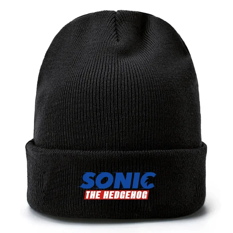 

Sonic Film and Television Peripheral Printing Knitted Hat Autumn and Winter Warm Pullover Cap Creative Curling Plush Hat