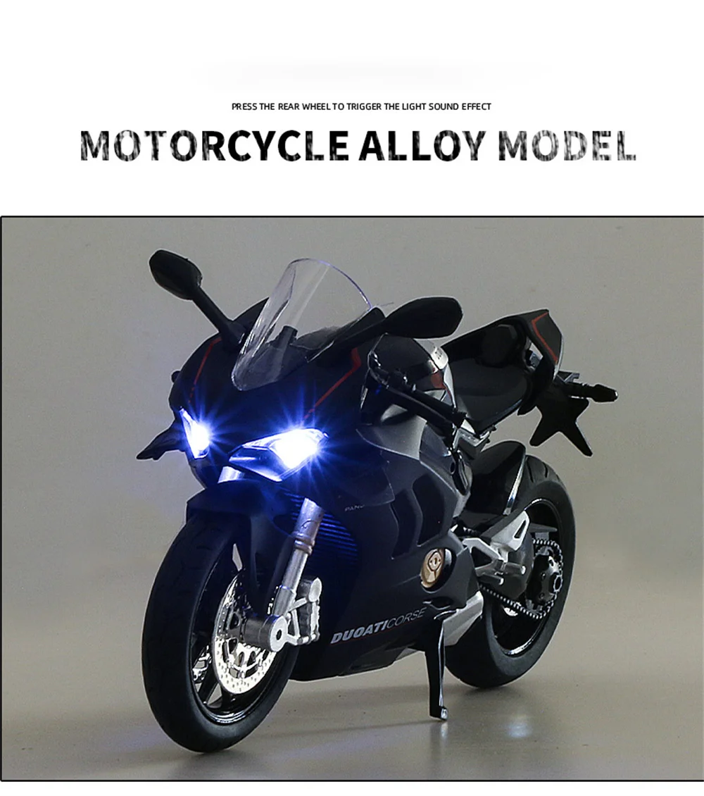 Ducati V4S Motorcycle Model Iocomotive Toy With Light Simulation Children'S Diecast Toy Car Christmas Gift Car Decoration 36 Ducati V4S Motorcycle Model Iocomotive Toy With Light Simulation Children'S Diecast Toy Car Christmas Gift Car Decoration