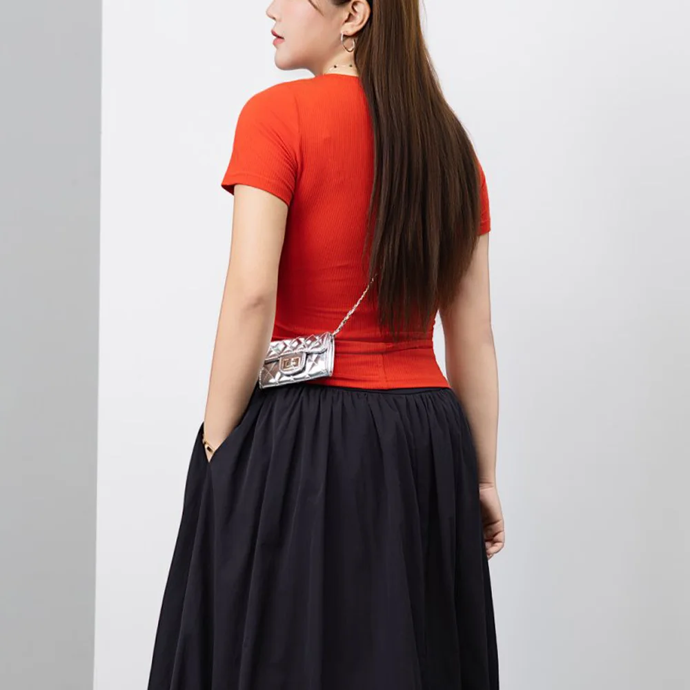 American Hot Girl V-neck slim-fit Embroidered Top Premium short-sleeved T-shirt For Plus Size Women 9261