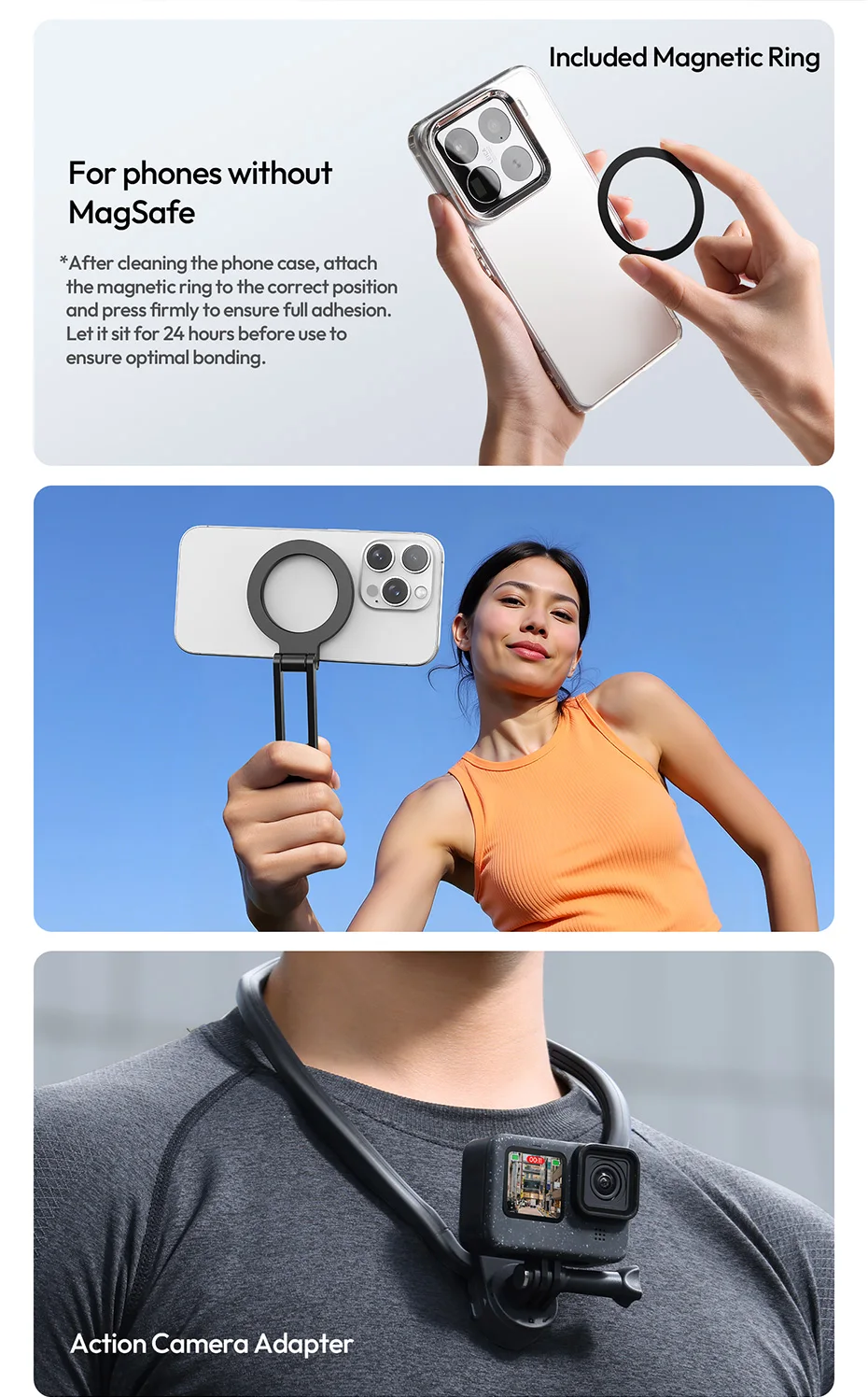 Magnetic Neck Mount for Gopro for Insta 360 for DJI Omso Action Camera Smartphon