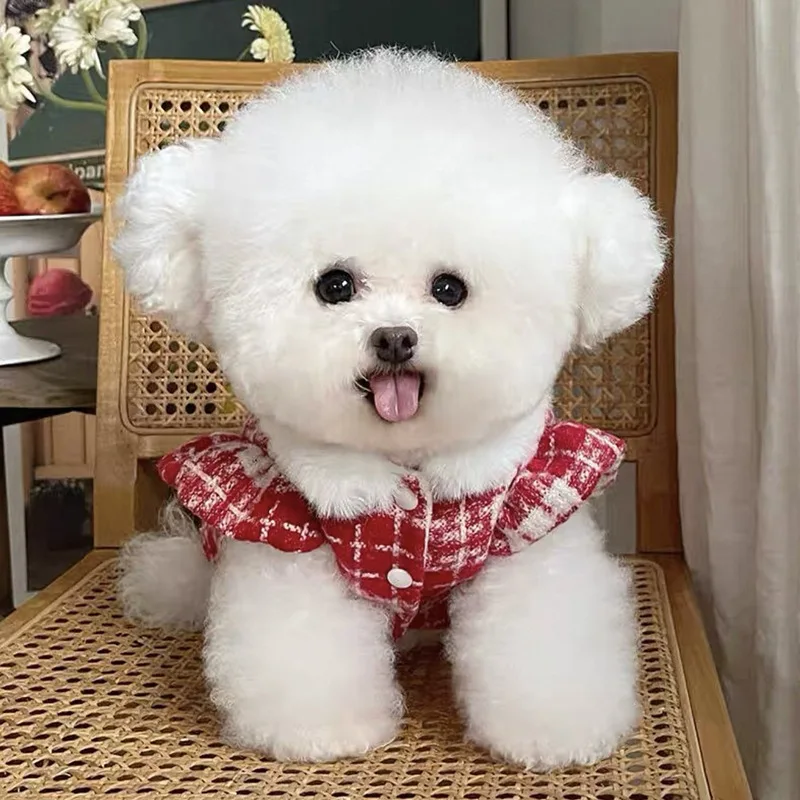 Checkered Plush Pet Dress 2