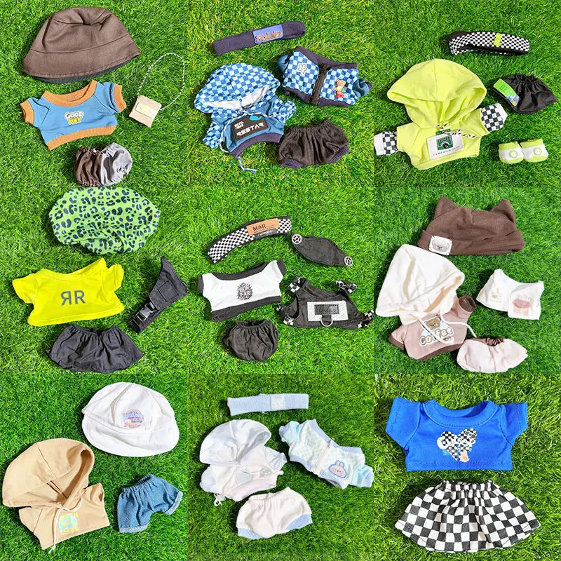 

20cm baby clothes, cheap cotton doll clothes, hoodies, headband jackets, cool sets, celebrity doll outfits