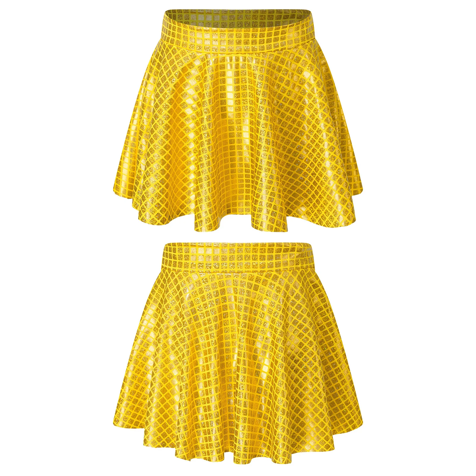 Womens Dancing Skirt Jazz Hip Hop Dancewear Shiny Plaid Sequins Ruffled Skirts for Cheerleading Dance Performance Carnival 2