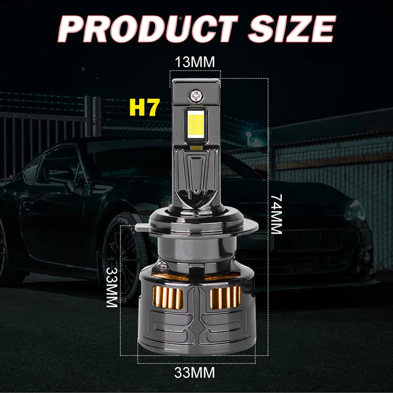 Bullvision H4 LED H7 Canbus Car Headlight Bulbs H11 H1 H8 H9 H11 9012 HIR2 9005 9006 HB3 HB4 High Low Beam Turbo Fog Lamp 12 24V