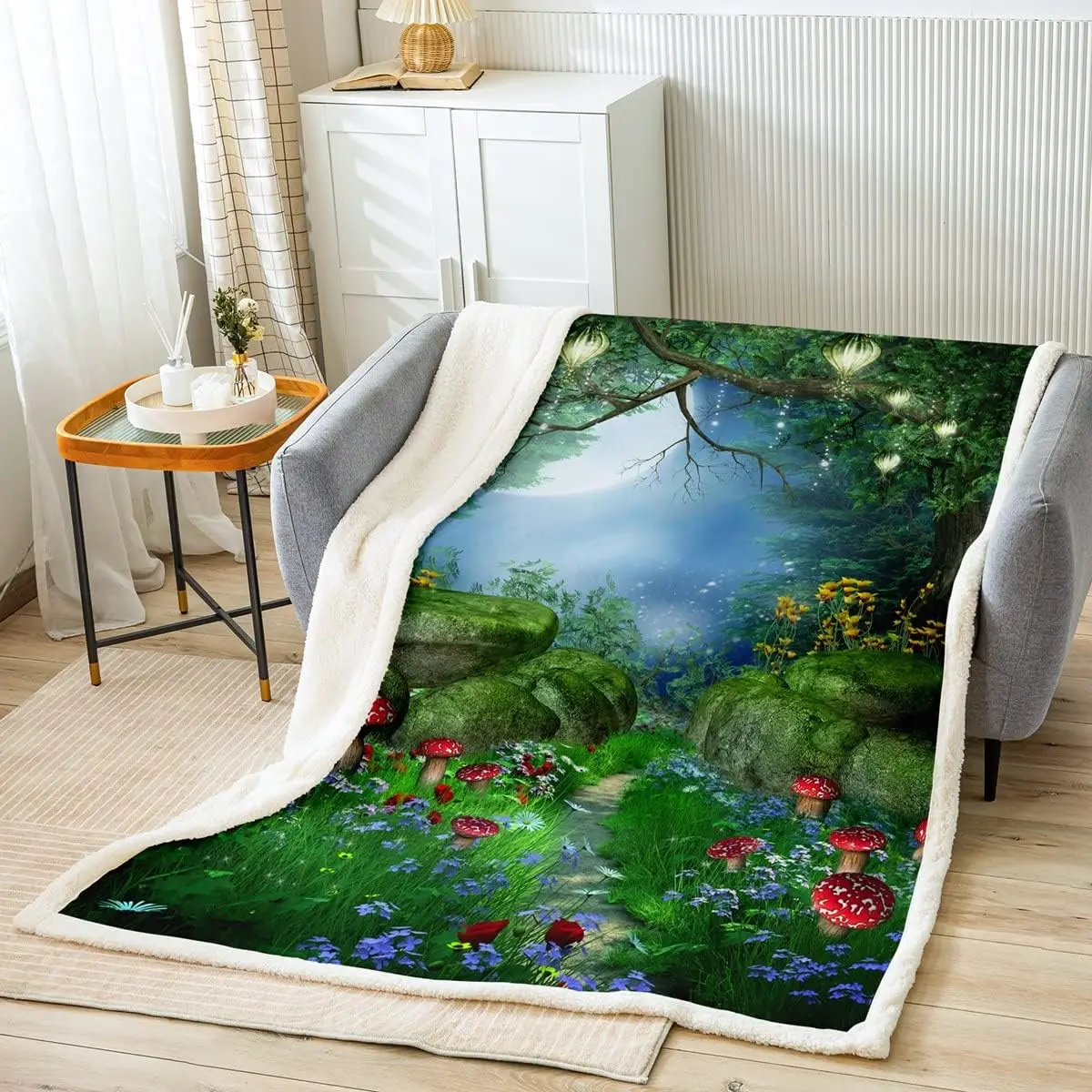 

Детское Флисовое одеяло в виде милых грибов, плюшевое одеяло в виде мультяшных диких грибов, цветное одеяло в виде диких цветов, кавайное одеяло