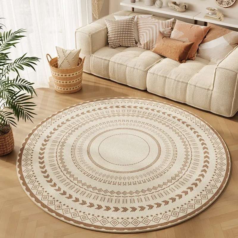 Round Living Room Carpet Retro Bohemian Bedroom Rugs Fashion Creative Advanced Large Area Sofa Coffee Table Mats Alfombra Tapis