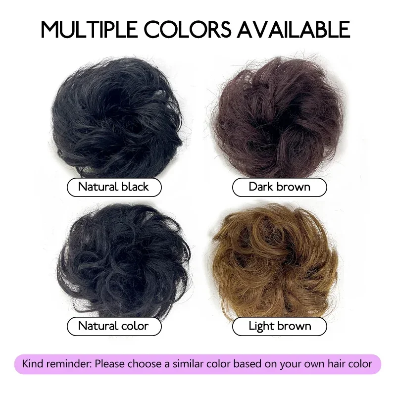 100% capelli umani grande panino disordinato updo pezzo di capelli estensioni chignon donne parrucchino elastico scintillato updo chignon per l'uso quotidiano - immagine 4