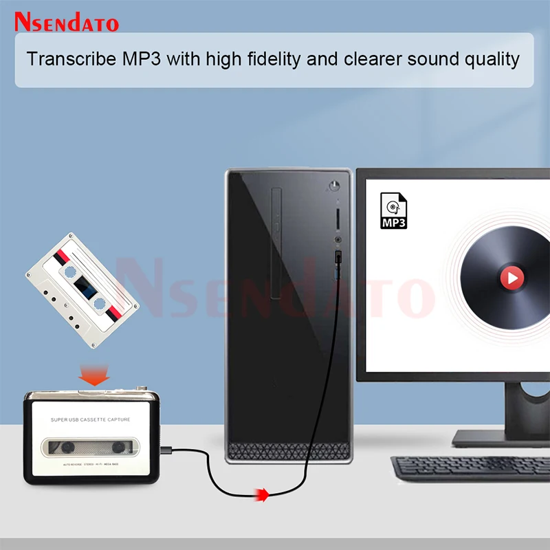 Cassette Player Portable USB C Tape to mp3 converter Type C to USB Capture Audio Music Radio