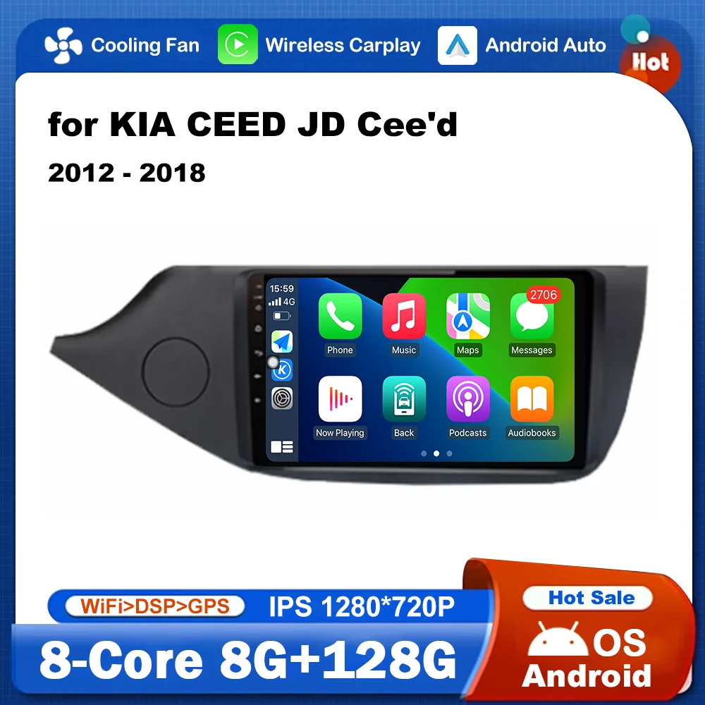 Autoradio lettore multimediale per KIA CEED JD Cee e'd 2012 - 2018 GPS Navi Android WiFi Audio DSP Stereo 4G Carplay BT strumenti Auto