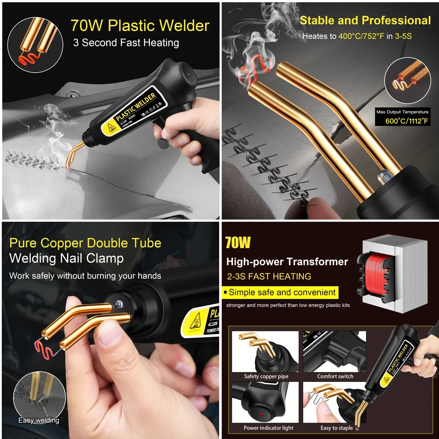 70W Plastic Welding Machine Car Bumper Repair Kit Plastic Welder Machine Hot Stapler Plastic Repair Hot Staple Gun Car Bumper 5