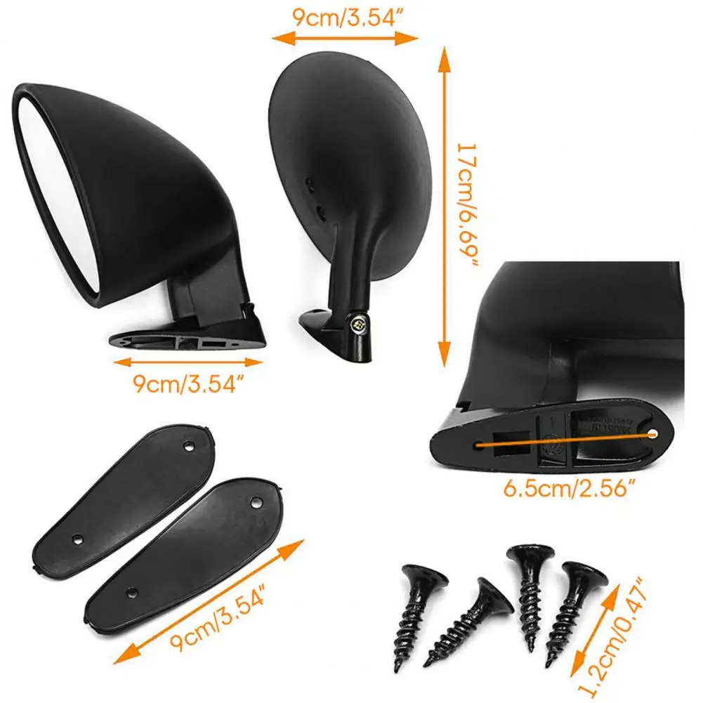 High-quality Car Door Side Mirrors Plane Door Side Mirrors Rust-proof Auto Exterior ABS Shell Rear View Mirrors Wide Angle