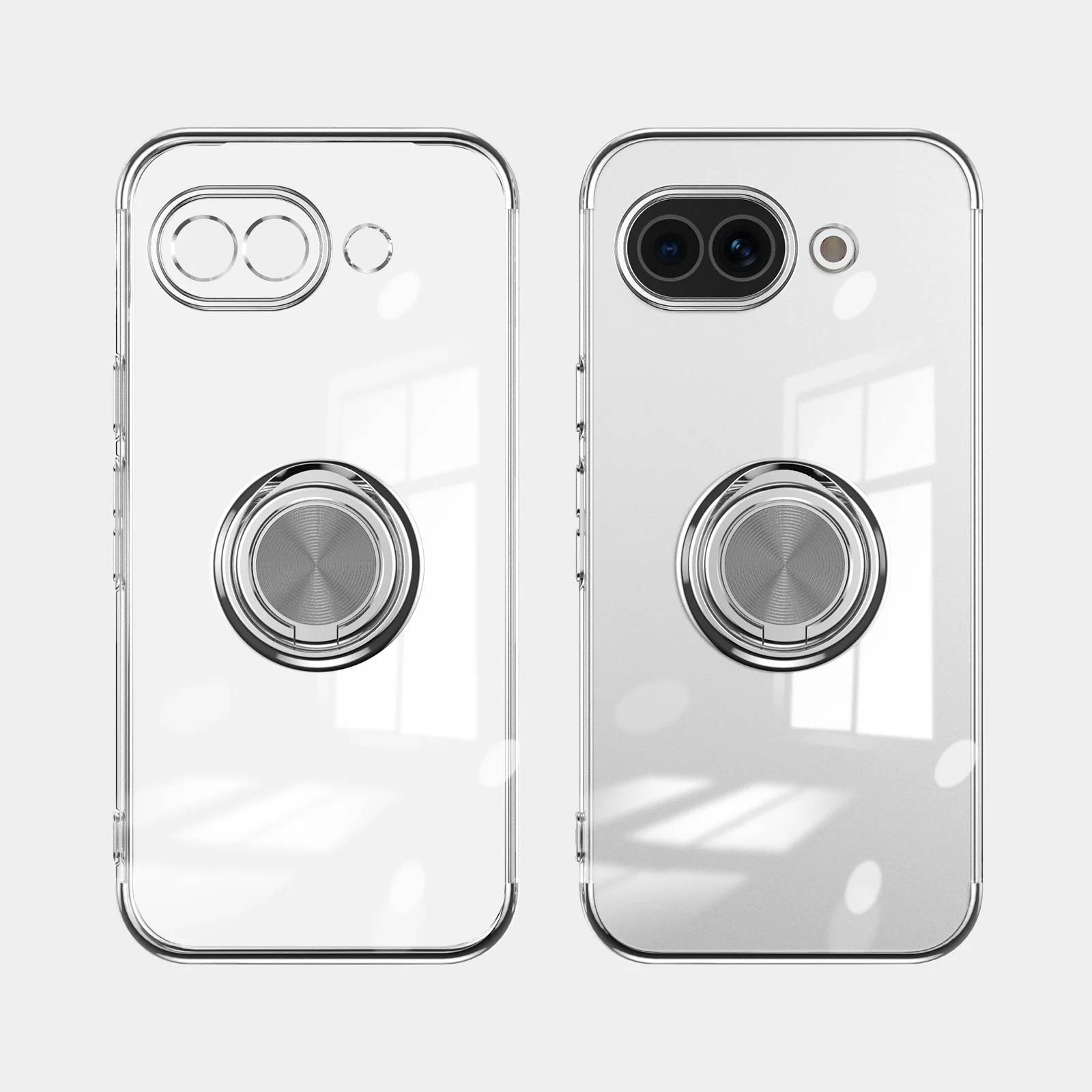 Electroplated Transparent Magnetic Ring Stand Shockproof Case Cover