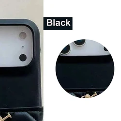Stylish Card Slot Phone Case with Metal Pendant - Shockproof Leather Cover - iPhone 15 (OT Black)