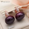 S & Z DESIGN nouvelle mode pain rond grande perle boucles d'oreilles pour les femmes bijoux de mariage cadeau tempérament cubique zircone Eardrop