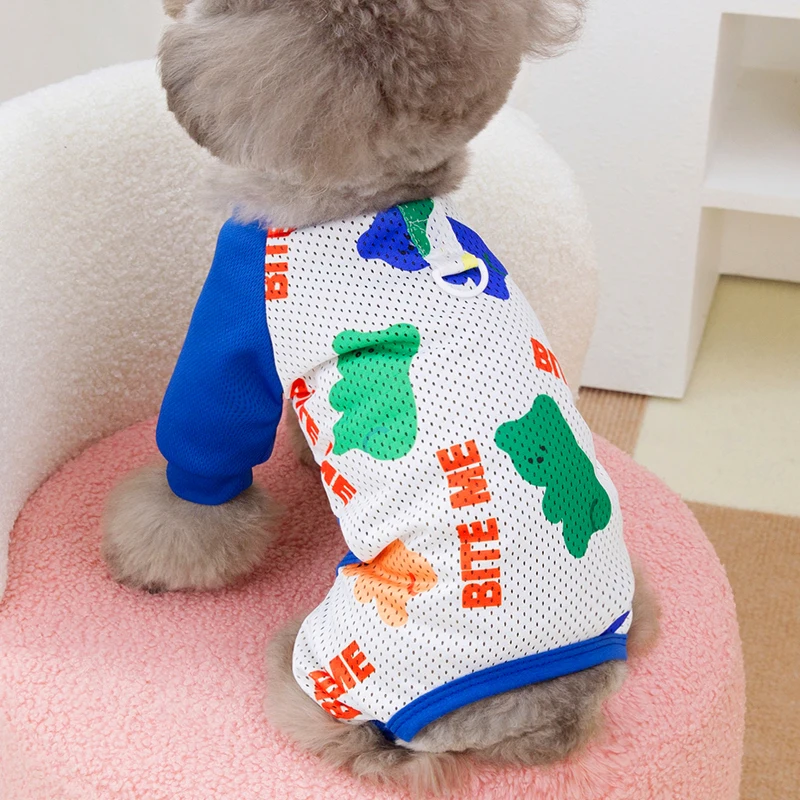 Pet teddy than bear small puppy puppy dog clothes anti-dirty sun protection four feet cool clothes summer mesh breathable