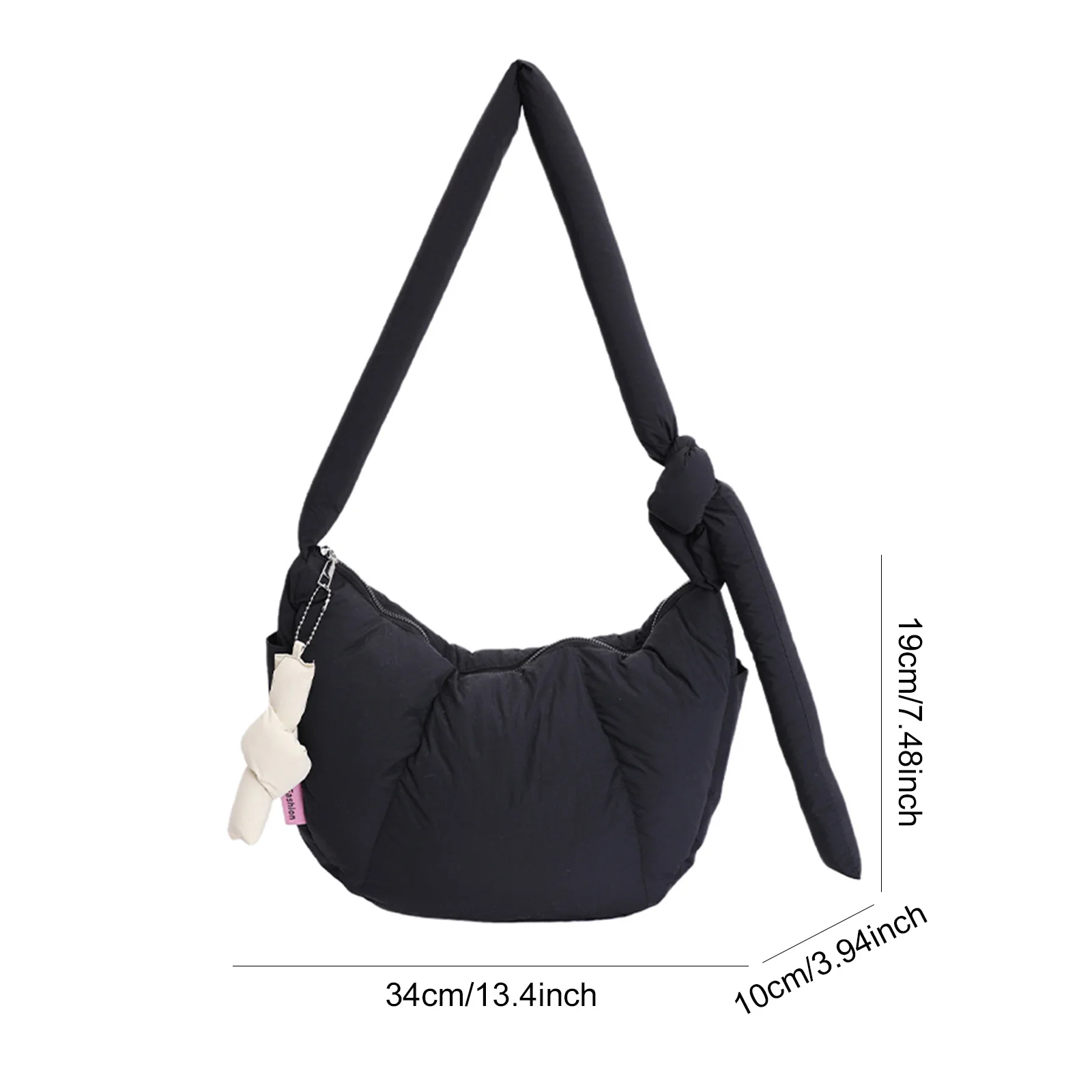 Quilted Nylon Plaid Travel Bag Solid Color Puffy Cotton Shoulder Bags Casual for Women Travel Shopping Daily Use