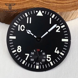 Pilot Watch Dial & Luminous Hands with Arabic Numerals - Aviator Wristwatch Face Mod Parts (Black dial - hands B)