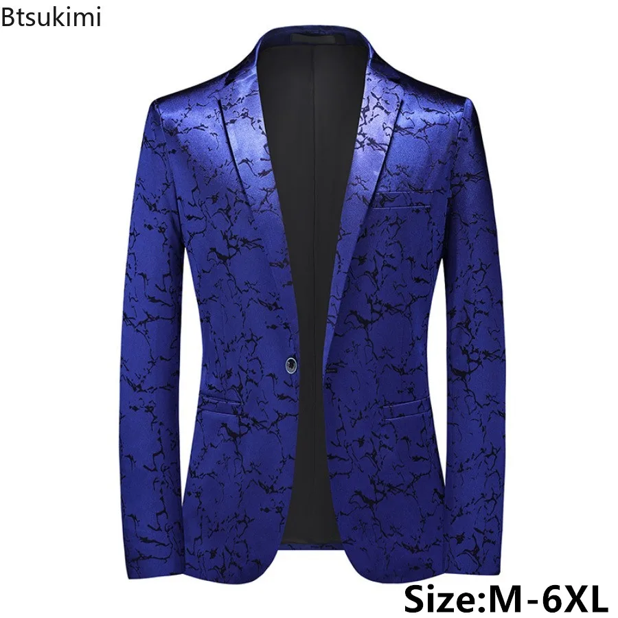 2024 High Quality Men's Business Casual Suits Luxury Jacquard Men Party Wedding Formal Blazer Jacket Fashion Men Slim Dress Suit