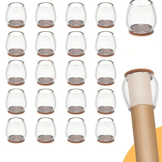 Chair Leg Floor Protectors with Silicone Felt Pads - Scratch-Proof, Noise-Free, and Easy Glide Furniture Sliders