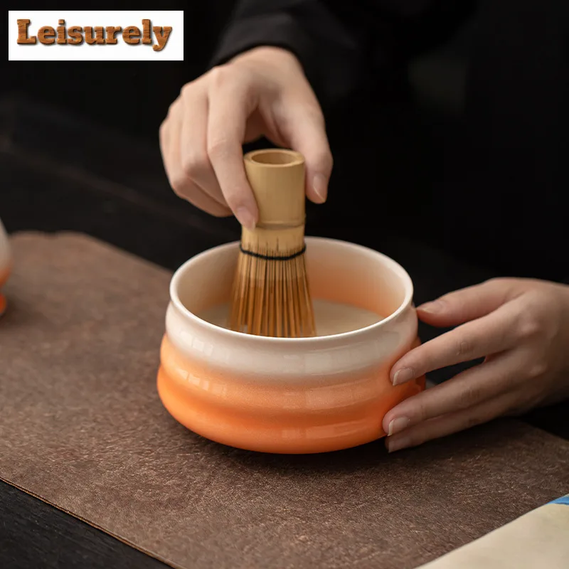 Threaded Matcha Bowl Tea Rickets Tea Ceremony Gradient Ceramic Green Tea Powder Whisk  Tea Accessories Tea Brush Holder Utensil