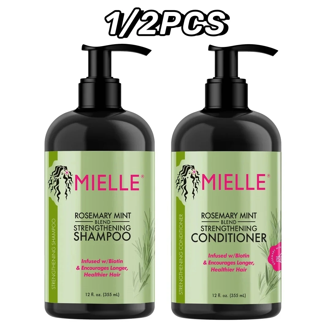 

1/2PCS Mielle Organics Rosemary Mint Strengthening Live-in Conditioner & Shampoo 355ml Moisturizing Reduce Split Ends Hair Care