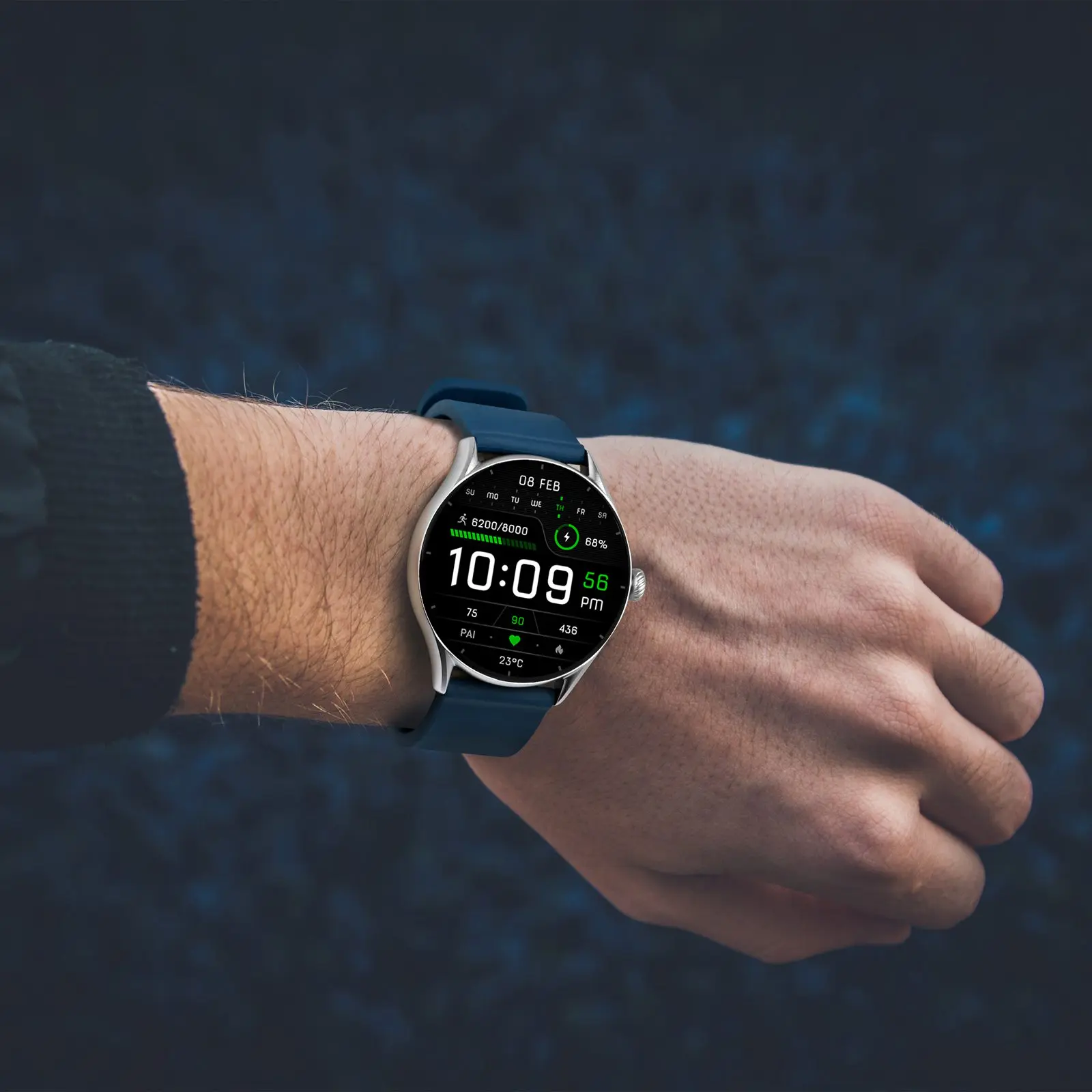 WOCCI 堅牢なスタイル 腕時計バンド シリコーンゴム交換用ストラップ ステンレススチールバックル 18mm 20mm 22mm 24mm, ダークグリーン(ブラックバックル), 24m