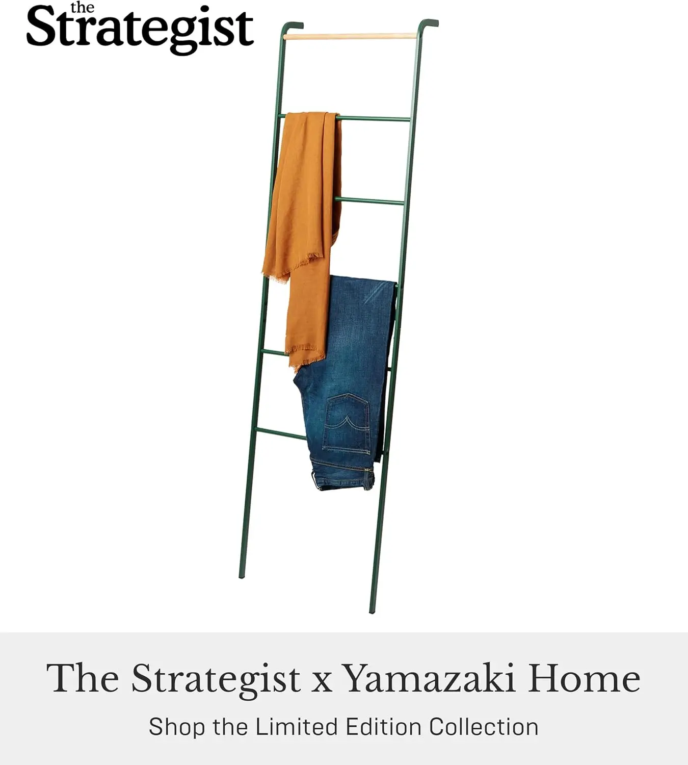 Home Leaning Ladder Hanger-Bathroom Storage Rack Holder Stand | Steel, One Size, Forest Green