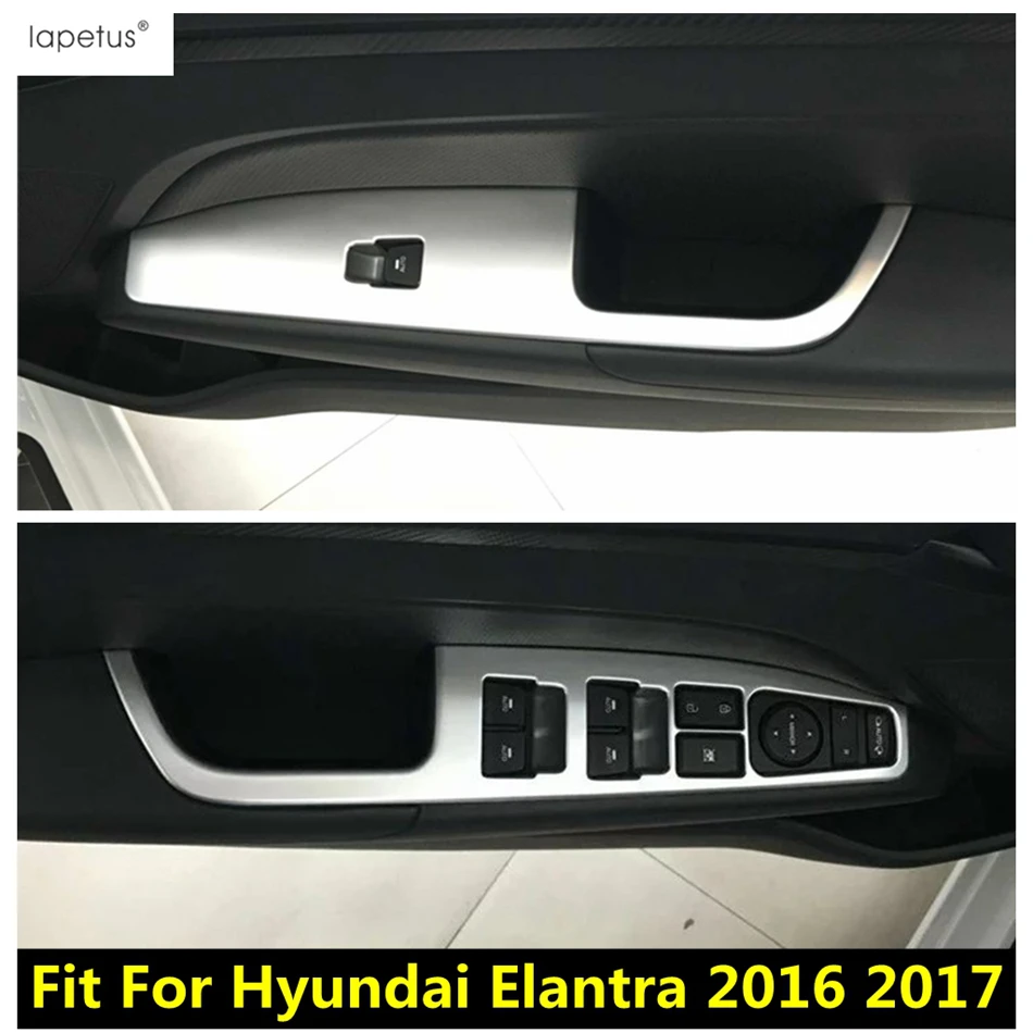

Door Armrest Window Lift Glass Button Control Switch Panel Cover Trim For Hyundai Elantra 2016 2017 Car Accessories Interior Kit