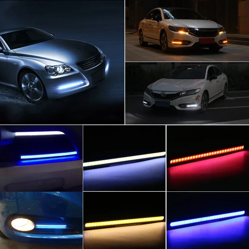 2Pc Car Led Strip Light Ultra-Sottile Impermeabile Daytime Running Light Dc12V White Strip Bar Led Fog Ligh Per Automotive
