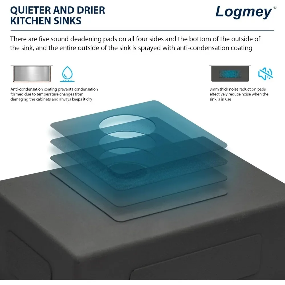 NEW-33" Undermount Kitchen Sink - 33 Inch Undermount Sink Workstation SUS304 16 Gauge Stainless Steel Under Counter Single Bowl